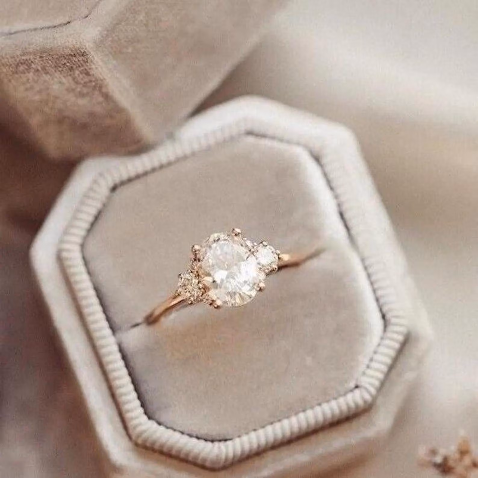 Elegant Pearl Crystal Solitaire Ring