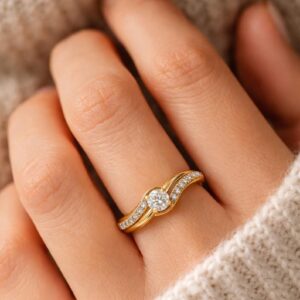 Elegant Diamond Wave Ring
